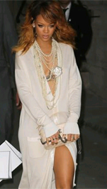 Rihanna wearing pearls